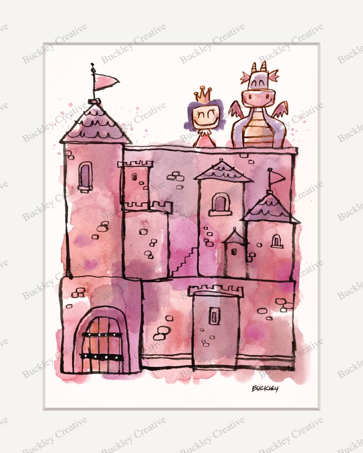 princess and dragon in a castle